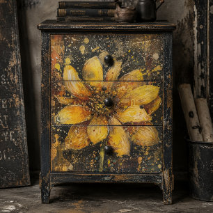 Rustic Grunge Sunflower Abstract Floral Decoupage Tissue Paper