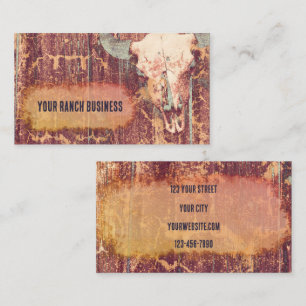 Rustic Grunge Texture Vintage Western Bull Skull Business Card