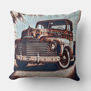 Rustic Grunge Truck - A Vintage Beauty Cushion