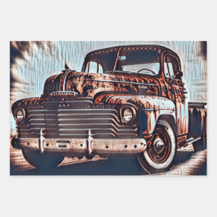 Rustic Grunge Truck - A Vintage Beauty Wrapping Paper Sheet