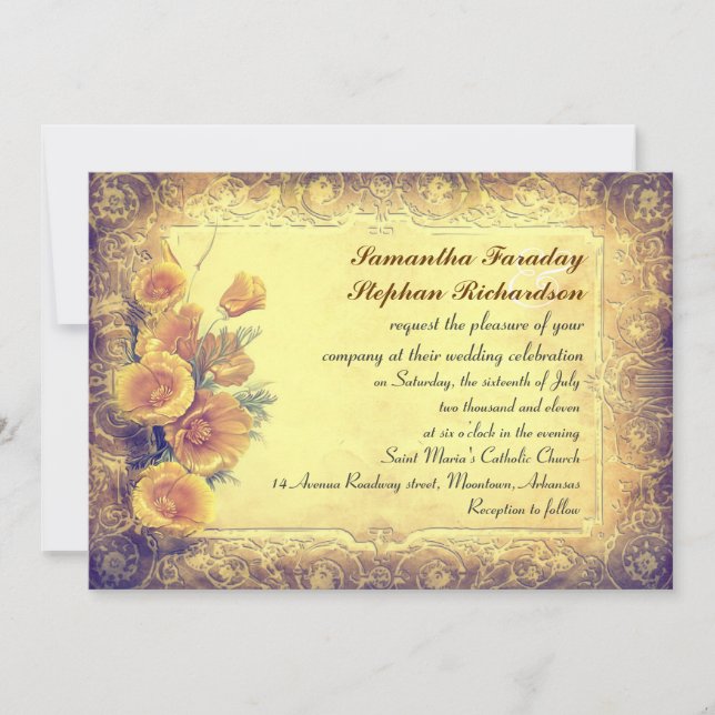 rustic grungy antique wedding invitations (Front)