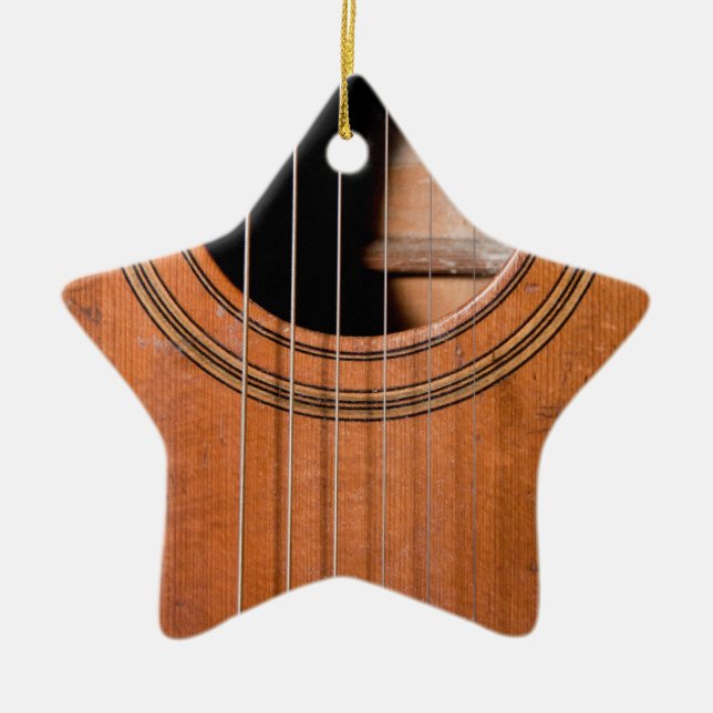 Rustic guitar ceramic tree decoration (Front)