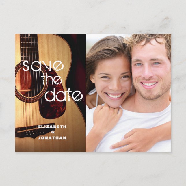 Rustic Guitar Music Theme Country Modern ZZ Announcement Postcard (Front)