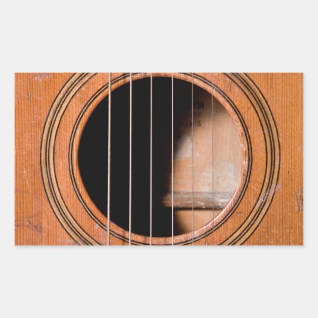 Rustic guitar rectangular sticker (Front)