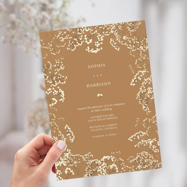 Rustic Gypsophila Goldenrod Fall Wedding  Invitation (Creator Uploaded)