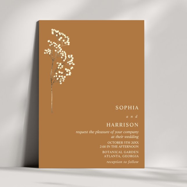 Rustic Gypsophila Goldenrod Fall Wedding  Invitation (Creator Uploaded)