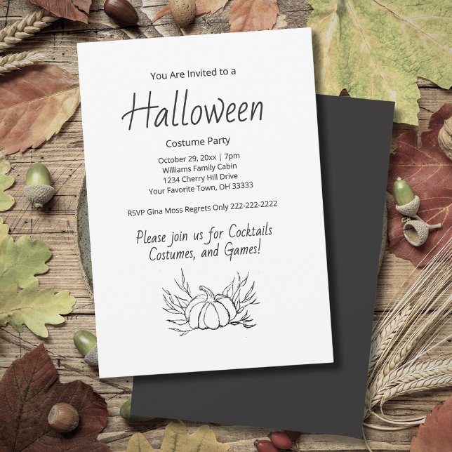 Rustic Halloween Costume Party Simple Pumpkin  Invitation (Creator Uploaded)