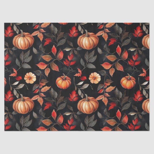 Rustic Halloween Fall Leaves Pumpkin Tissue Paper (Front)