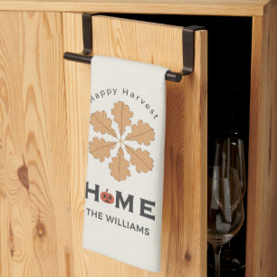 Rustic Halloween Pumpkin HOME Custom Family Tea Towel