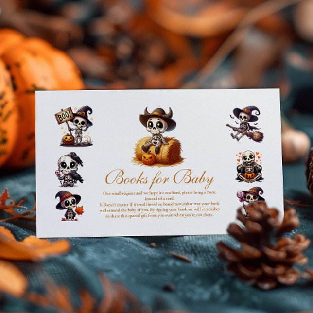 Rustic Halloween Skeleton Books for Baby Enclosure Card (Creator Uploaded)