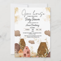 Rustic Hand Drawing Open House Baby Shower