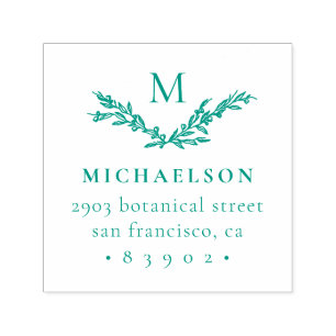 Rustic Hand-drawn Branches Initial Return Address Self-inking Stamp