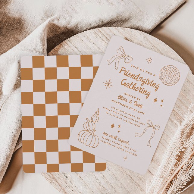 Rustic Hand Drawn Doodle Fall Friendsgiving Invitation (Creator Uploaded)