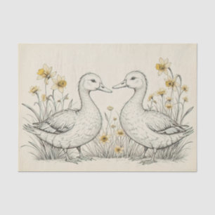 Rustic Hand Drawn Geese Sketch Tissue Paper