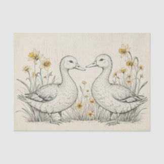 Rustic Hand Drawn Geese Sketch Tissue Paper