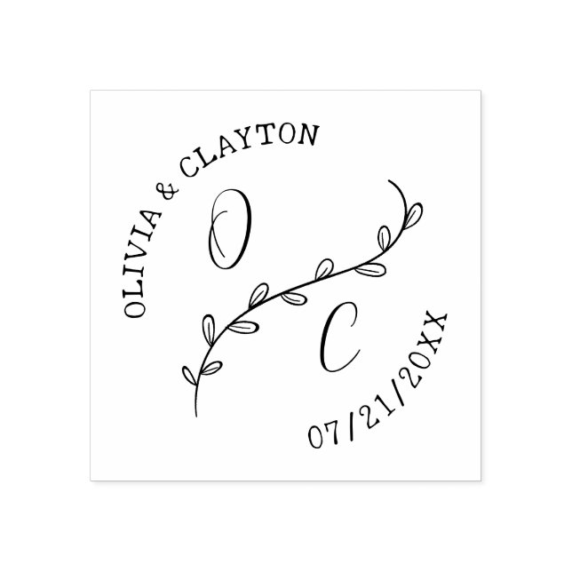 Rustic Hand-Drawn Initials & Branch Stamp (Imprint)