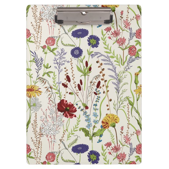 Rustic Hand-Drawn Meadow Wildflower Clipboard (Front)