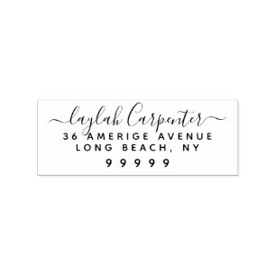 Rustic Hand Drawn Script Full Name Return Address Rubber Stamp