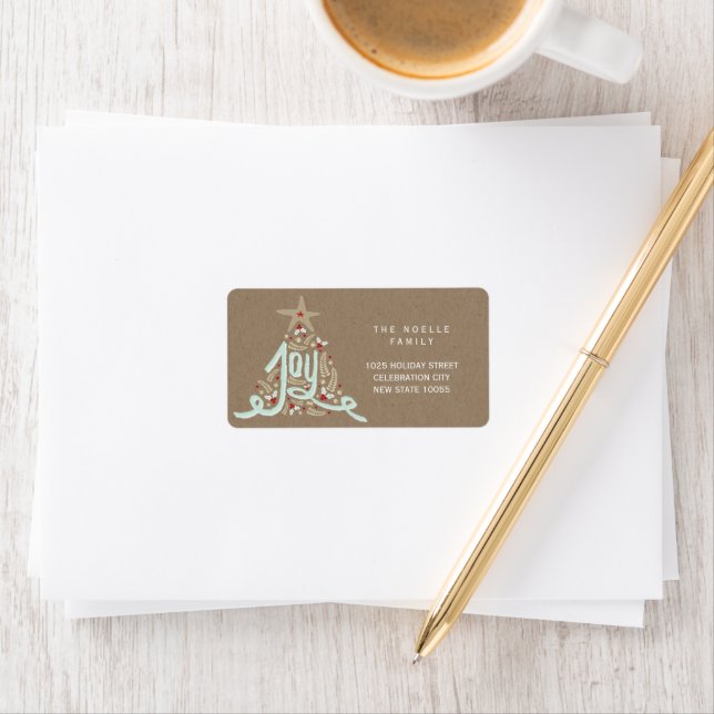 Rustic Hand Lettered Joy Holiday Return Address Label (Insitu)