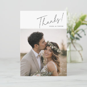Rustic Hand Lettered Script Photo Wedding Thank You Card