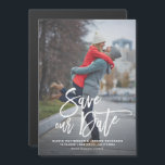 Rustic Hand Lettering Photo Save Our Date Magnetic Invitation<br><div class="desc">Announce your wedding date with this photo save the date magnet. It features white rustic lettering overlay. Personalise by adding photo,  names,  date,  venue and other details. This save our date announcement is perfect for any wedding theme.</div>