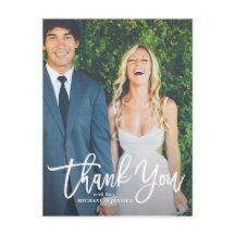 Rustic Hand Lettering Photo Wedding Thank You