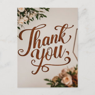 Rustic Hand Lettering thank you wedding Postcard