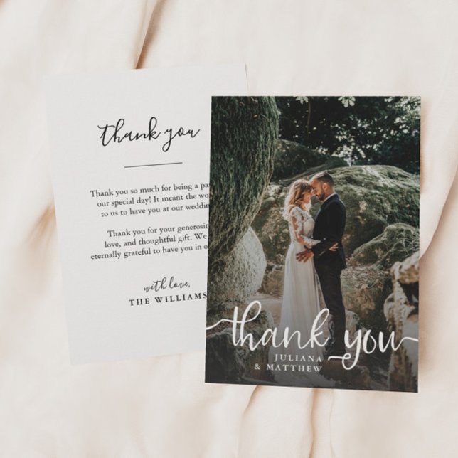 Rustic Hand Lettering Wedding Photo Thank You Card (Creator Uploaded)