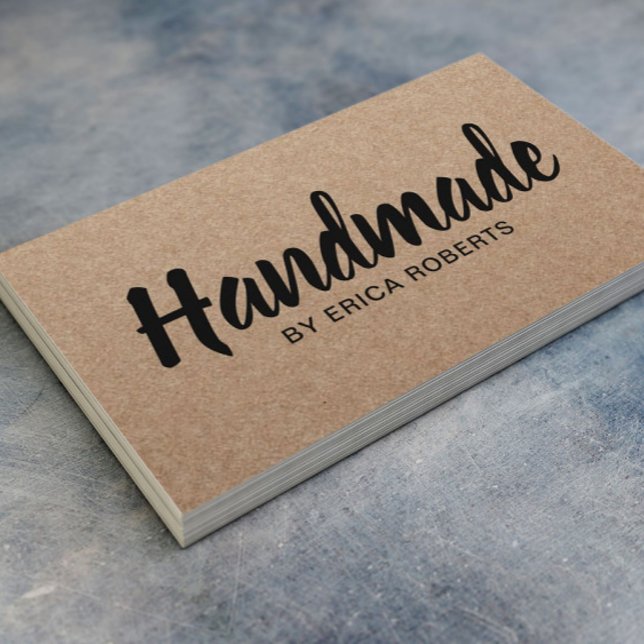 Rustic Handmade Bold Text Minimalist Kraft Business Card (Creator Uploaded)