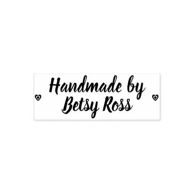 Rustic Handmade by Personalised Name Hearts Self-inking Stamp (Design)