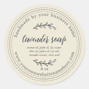Rustic Handmade Lavender Soap Antique White Classic Round Sticker