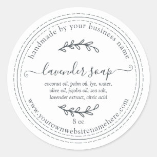 Rustic Handmade Lavender Soap Black White Classic Round Sticker