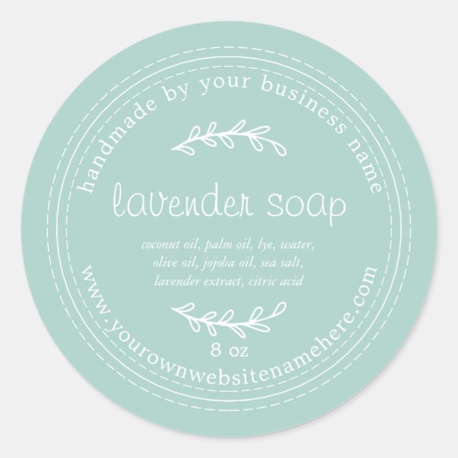 Rustic Handmade Lavender Soap Blue Classic Round Sticker (Front)