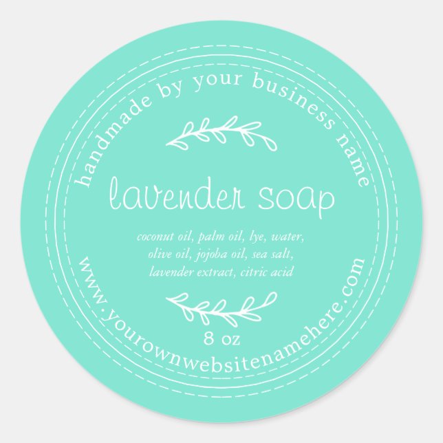 Rustic Handmade Lavender Soap Blue Classic Round Sticker (Front)