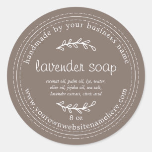 Rustic Handmade Lavender Soap Brown Classic Round Sticker
