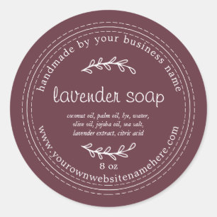 Rustic Handmade Lavender Soap Burgundy Classic Round Sticker