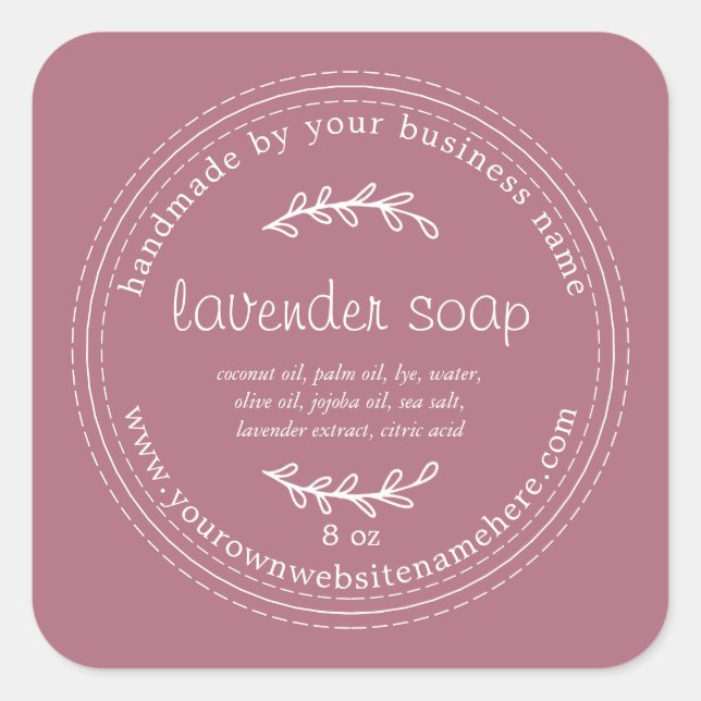 Rustic Handmade Lavender Soap Cassis Classic Round Square Sticker (Front)