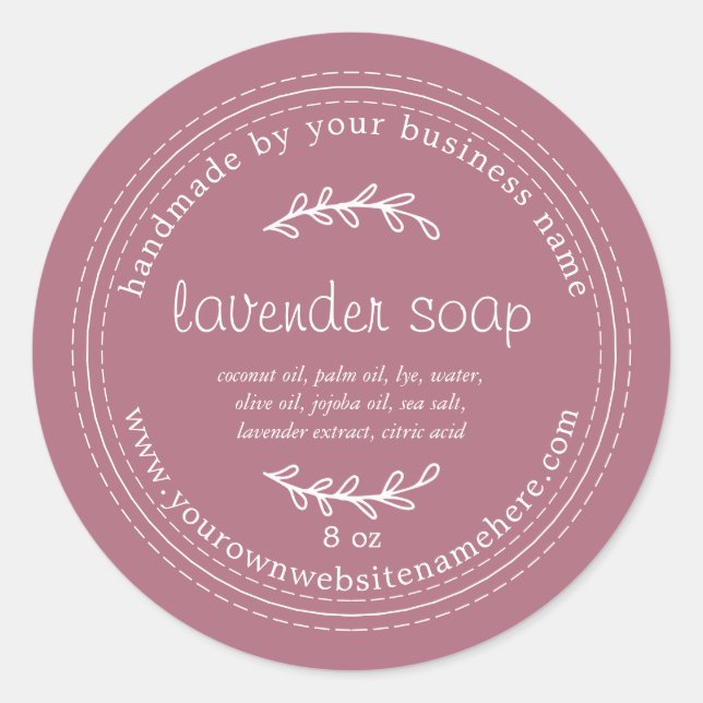 Rustic Handmade Lavender Soap Cassis Classic Round Sticker (Front)