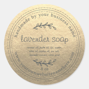 Rustic Handmade Lavender Soap Champagne Gold Classic Round Sticker