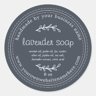 Rustic Handmade Lavender Soap Dark Blue Classic Round Sticker