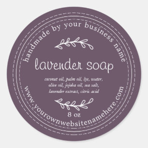 Rustic Handmade Lavender Soap Deep Purple Classic Round Sticker