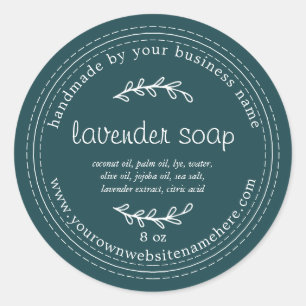 Rustic Handmade Lavender Soap Deep Teal Classic Round Sticker