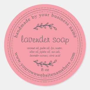 Rustic Handmade Lavender Soap Geranium Pink Classic Round Sticker
