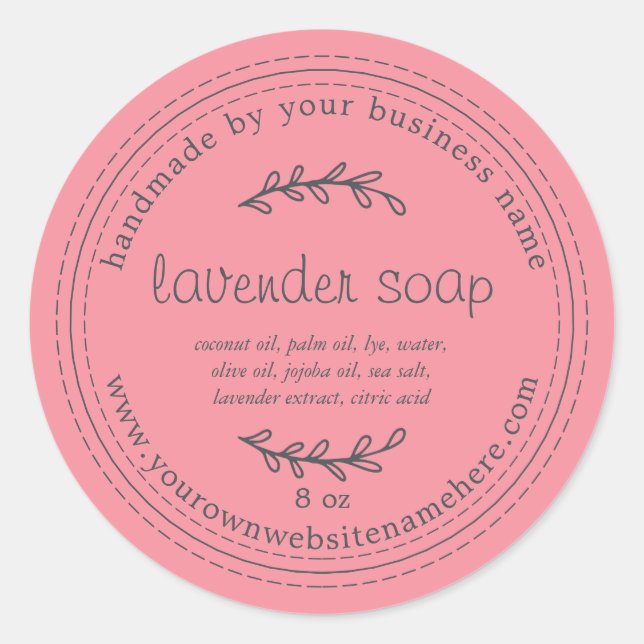 Rustic Handmade Lavender Soap Geranium Pink Classic Round Sticker (Front)