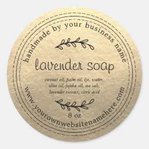 Rustic Handmade Lavender Soap Gold Classic Round Sticker