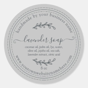Rustic Handmade Lavender Soap Grey Classic Round Sticker
