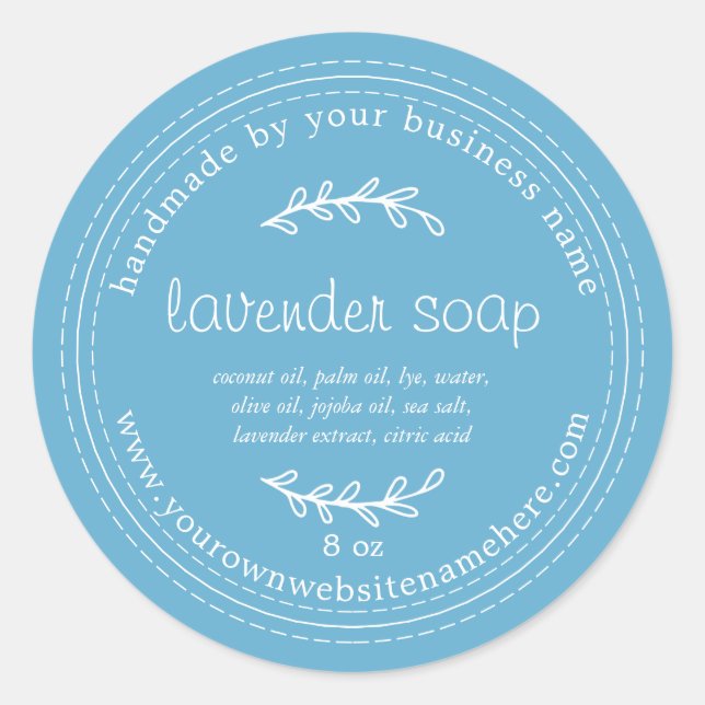 Rustic Handmade Lavender Soap Grotto Blue Classic Round Sticker (Front)