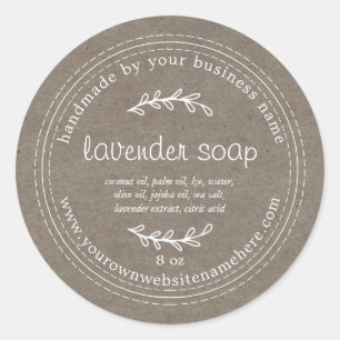 Rustic Handmade Lavender Soap Kraft Paper Classic Round Sticker