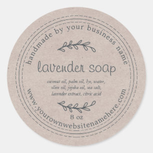 Rustic Handmade Lavender Soap Kraft Paper Classic Round Sticker