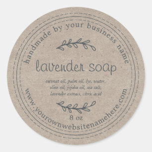 Rustic Handmade Lavender Soap Kraft Paper Classic Round Sticker